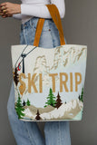 Lt. Blue Ski Trip Scene Tote