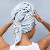 Kitsch - XL Hair Towel Wrap - Gingham Blue