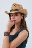 Boho Raffia Cowboy Hat: Eco Western Hat: Mocha