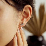 Lover's Tempo - Floral Climber Earrings - White
