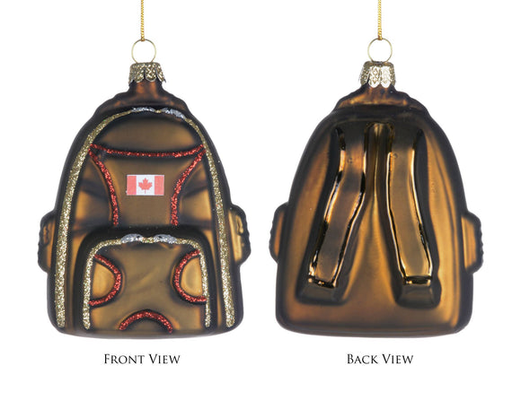 Brown Glass Backpack w/Canadian Flag Ornament