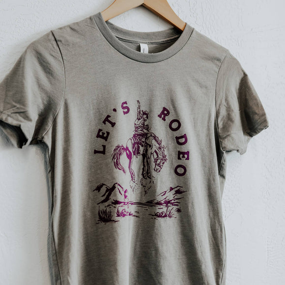 Let's Rodeo Kids Tee- Heather Stone