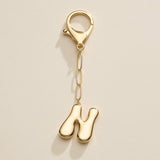 Bubble Letter Initial Keychain – Gold