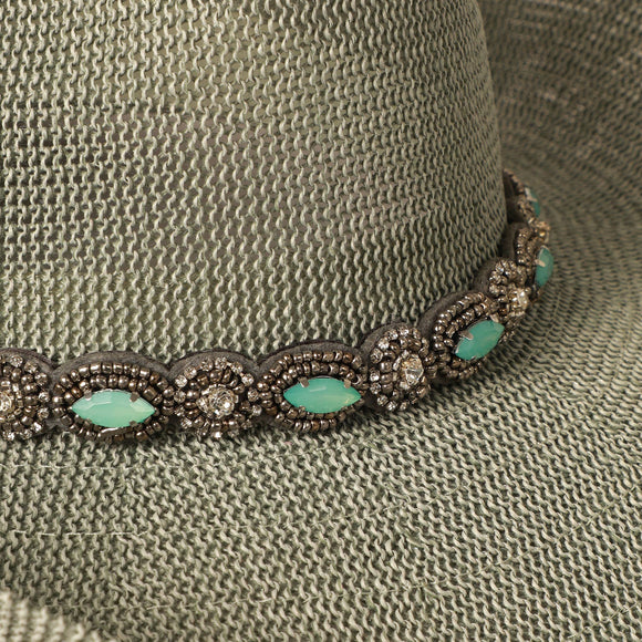 Durango Cowboy Hat with Jeweled Belt: ONE SIZE / SAGE