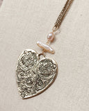 Keshi Pearl Large Heart Pendant Necklace