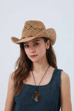 Woven Brim Cowboy Hat: Textured Western Hat: Mocha