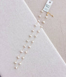 Gold Freshwater Pearl Beaded Link Chain Short Necklace