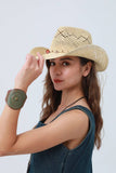 Woven Brim Cowboy Hat: Textured Western Hat: Mocha
