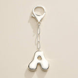 Bubble Letter Initial Keychain – Silver
