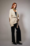 Western Horse Belted Cardigan Sweater: ALMOND BEIGE