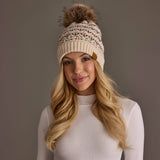 Panache - Cream & Pink Floral Pattern Pom Hat
