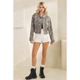 Leopard Denim jacket with back contrast: FLORAL SEQUINS