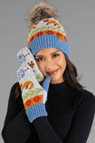 Panache - Blue Fox Pattern Knit Mittens