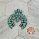Silver metal with blue turquoise stone squash blossom wild rag slide