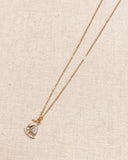 CZ Sailboat Charm Gold Necklace with Pearl