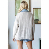 Knit Body Denim Layerd Jacket: Cream