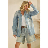 Denim Jacket with Horse Embroidery: Medium Wash