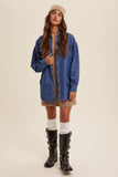 Heart Detail Oversized Denim Shirt: Light Denim