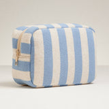 Striped Terry Fabric Travel Pouch- Blue