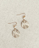 Hammered Teardrop & Freshwater Pearl Dangle Earrings: Silver