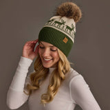 Panache - Olive & Beige Deer Patterned Pom Hat