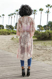 Contrast Mesh Cotton Lace Longline Kimono 🎀: Mocha