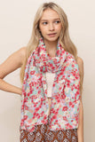 Small Floral Print Scarf: Red