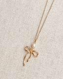 Bow Pearl Pendant Necklace – Gold, Rose Gold & Silver: Silver