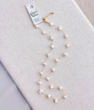 Gold Freshwater Pearl Beaded Link Chain Short Necklace