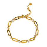 Lover's Tempo - WATERPROOF Riva CZ U-Link Bracelet - Gold