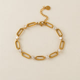 Lover's Tempo - WATERPROOF Riva CZ U-Link Bracelet - Gold