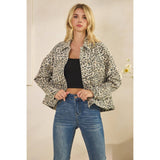 Leopard Printed Denim Jacket: Leopard B