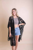 Lightweight Layering Mandala Kimono Cover-Up: Black