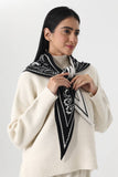 Paisley Knit Triangle Scarf Winter Head Wrap: Black