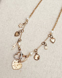 Celestial Charm Necklace - Heart, Star & Pearl Gold Necklace