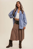 Heart Detail Oversized Denim Shirt: Light Denim