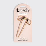Kitsch - Mini Metal Bow French Hair Pin - Gold
