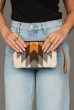 White, Gray & Camel Western Wristlet