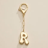 Bubble Letter Initial Keychain – Gold