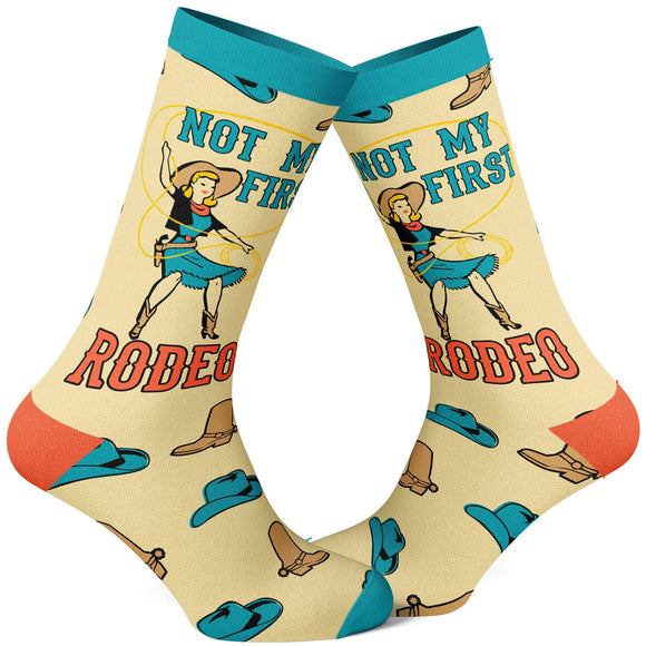 Womens Not My First Rodeo Socks Funny Rodeo Western Sock: Womens (5-10) / Cream