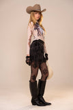 Horse Pack Print Pearl Edge Mesh Top: SAND