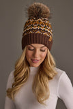 Panache - Brown, Mustard & Cream Patterned Pom Hat