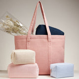 Luxe Terry Irregular Grid Pattern Tote Bag