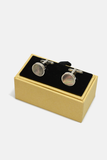 Black Pearl Cufflinks: Steel