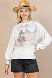 ADALYN WESTERN COWBOY GRAPHIC SWEATSHIRT: OATMEAL