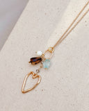 Gold Chalcedony Aquamarine Heart Charm Necklace