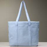 Luxe Terry Irregular Grid Pattern Tote Bag