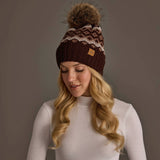 Panache - Brown, Mocha & Lt. Taupe Patterned Pom Hat
