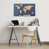 Wanderlust - Cork & Wood 3D World Pin Map - Charcoal Blue