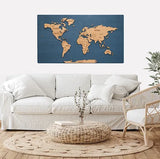 Labelled Push Pin Map - 44" x 24" - 4 Colour Options Available
